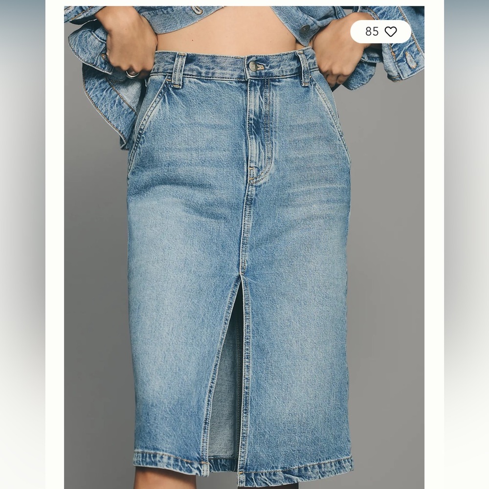 Pilcro front-slit denim skirt
